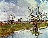 Camille Pissarro Famous Paintings - Paysage au champ inonde 1873